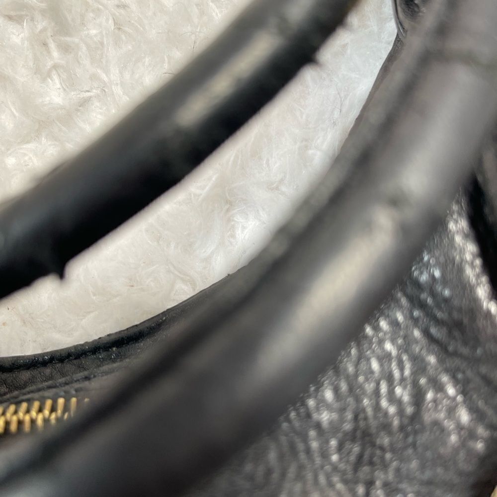 Michael Kors Black Pebble Leather Satchel with gold tone hardwares and accents. - Picture 16 of 16
